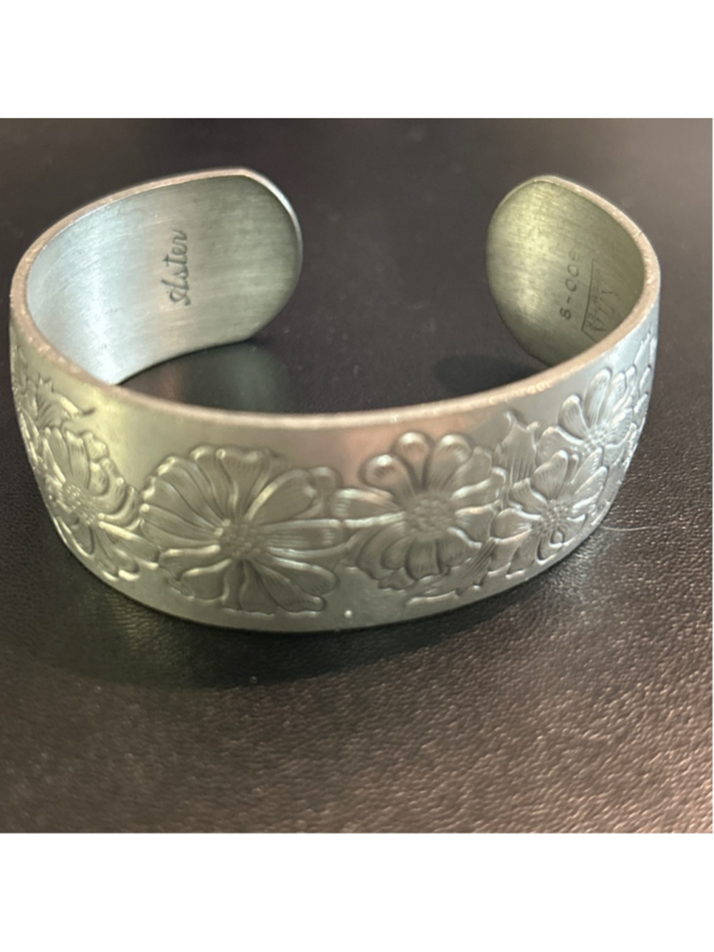 Women's Aster Silver Floral Pewter Cuff Bracelet One Size